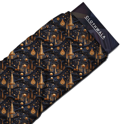 Premium Celestial Fantasy Dreams Soft Crepe Printed Fabric