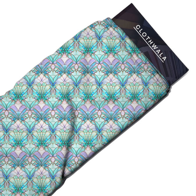 Premium Art Deco Gala Fans Soft Crepe Printed Fabric