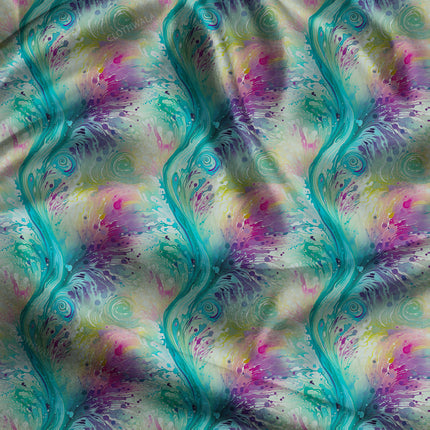 Hotpick Whirlpool Abstract Fantasy uSoft Satin Printed Fabric