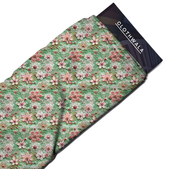 Elite Vintage Floral Tapestry Soft Crepe Printed Fabric