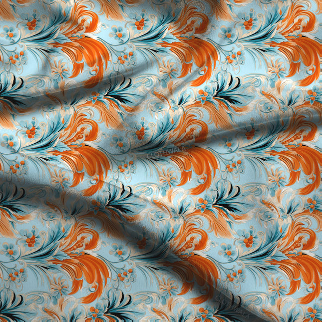 Bestseller Tangerine Rococo Breeze Soft Crepe Printed Fabric