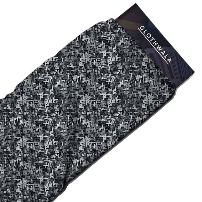 Trendsetting Monochrome Geometric Matrix Soft Crepe Printed Fabric