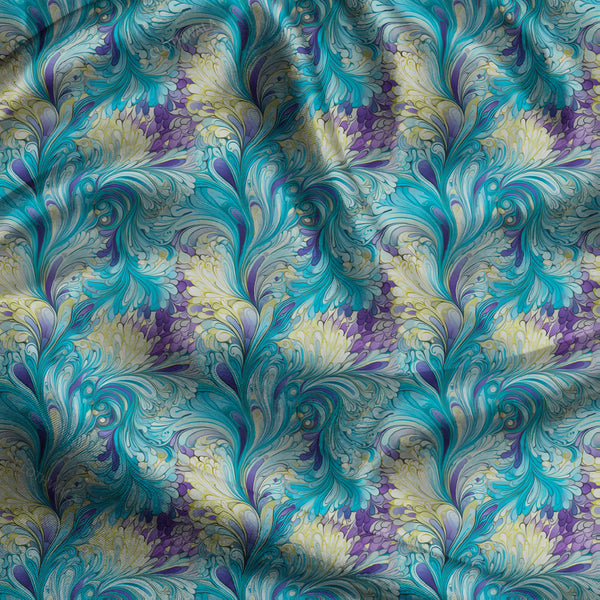 Trendy Majestic Animal-Inspired Peacock uSoft Satin Printed Fabric