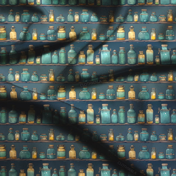 Premium Elixir Vintage Shelves Soft Crepe Printed Fabric