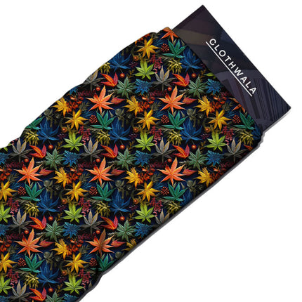 Exclusive Psychedelic Nature-Inspired. Cosmic Botanical Burst Soft Crepe Printed Fabric