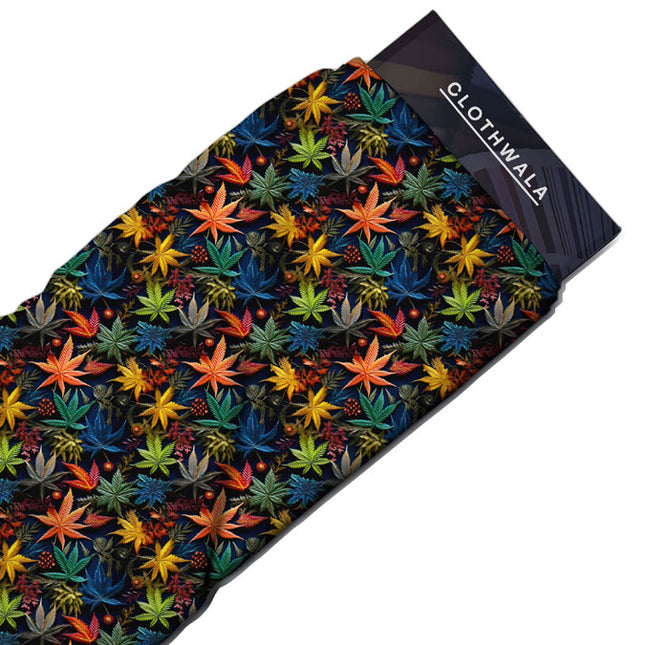 Exclusive Psychedelic Nature-Inspired. Cosmic Botanical Burst Soft Crepe Printed Fabric