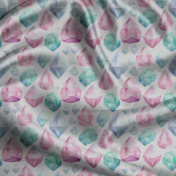 Premium Gemstone Geometric Mosaic uSoft Satin Printed Fabric