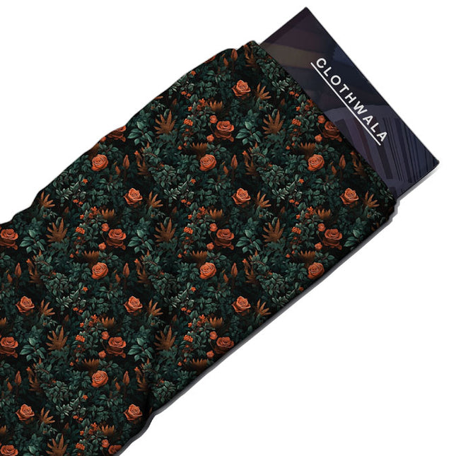 Elite Twilight Romantic Floral Garden Soft Crepe Printed Fabric