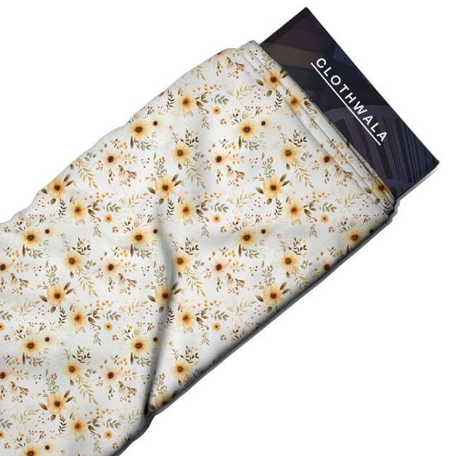 Hotpick Sun-Kissed Floral Daisy uSoft Satin Printed Fabric