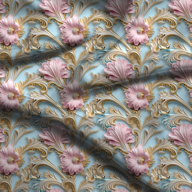 Trendy Blush Floral Swirl Soft Crepe Printed Fabric