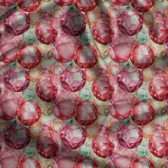 Premium Ruby Glamorous Gemstones Radiance uSoft Satin Printed Fabric