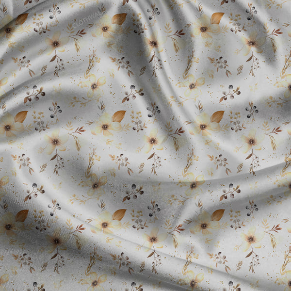 Latest Autumnal Botanical Hush uSoft Satin Printed Fabric