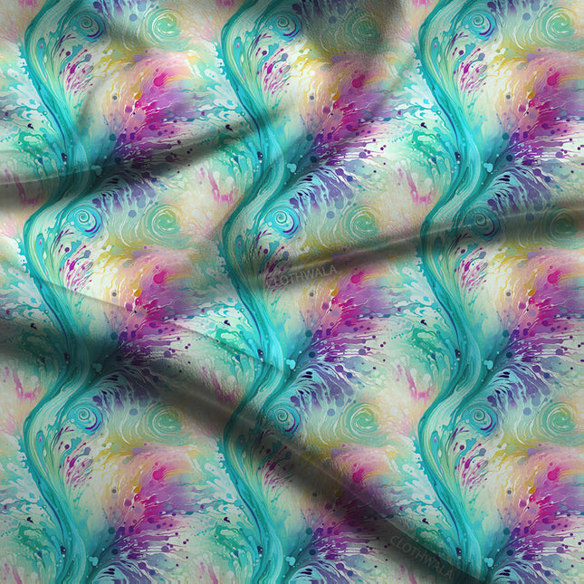 Hotpick Whirlpool Abstract Fantasy Soft Crepe Printed Fabric