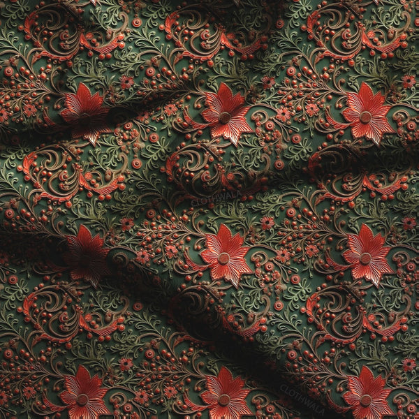 Romantic Baroque Whirl Soft Crepe Printed Fabric