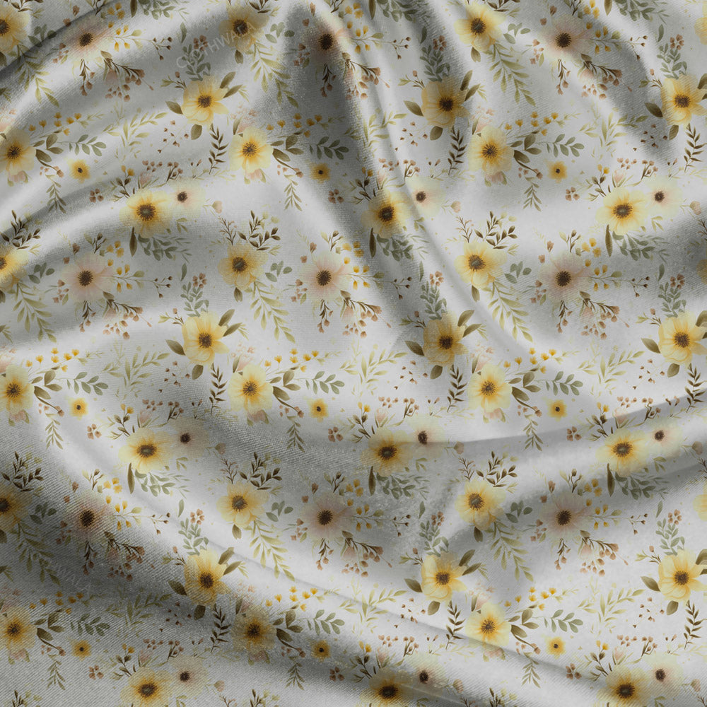 Hotpick Sun-Kissed Floral Daisy uSoft Satin Printed Fabric
