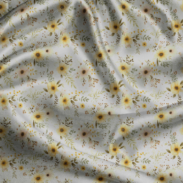 Hotpick Sun-Kissed Floral Daisy uSoft Satin Printed Fabric