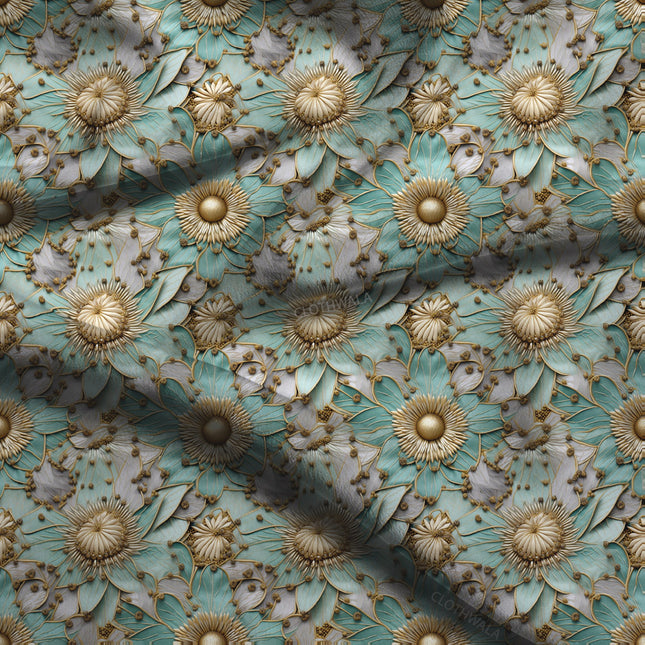 Luxury Golden Floral Delight Soft Crepe Printed Fabric