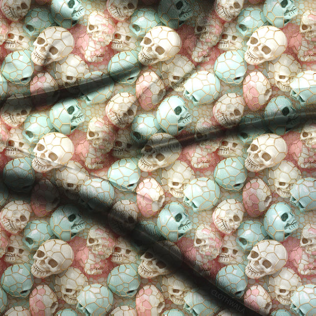 Exclusive Gothic-inspired Ethereal Mosaic Soft Crepe Printed Fabric