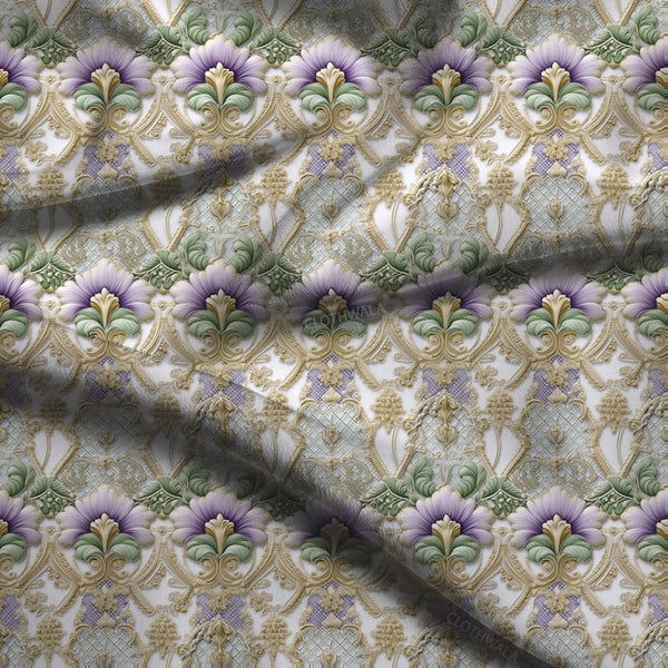 Must-Have Regal Baroque Elegance Fleur Symphony Soft Crepe Printed Fabric