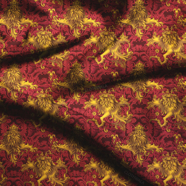 Latest Crimson Baroque - Aristocratic Splendor Mane Elegance Soft Crepe Printed Fabric