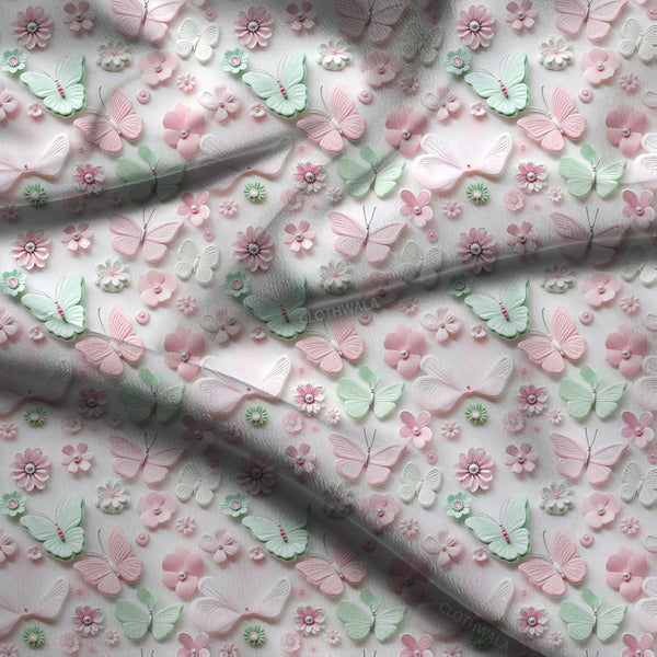 Trendy Petal Botanical Flutter Soft Crepe Printed Fabric