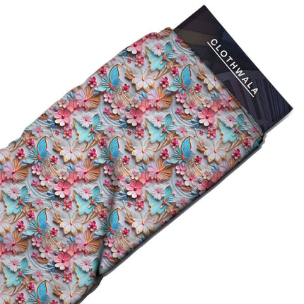 Trendy Tropical Floral Charm Soft Crepe Printed Fabric