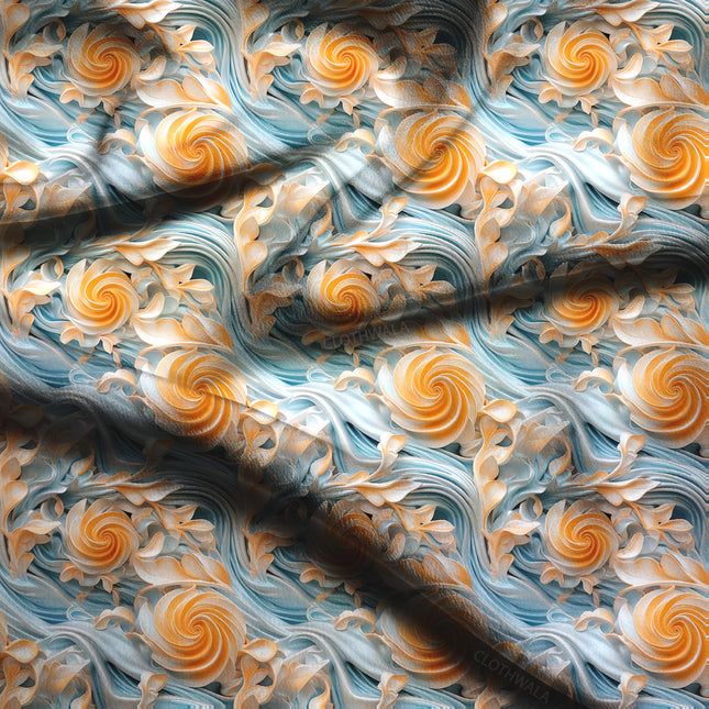 Trendy Abstract Swirl Serenade Soft Crepe Printed Fabric