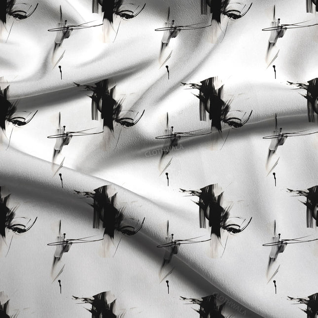 Exclusive Inked Abstract Elegance Soft Crepe Printed Fabric