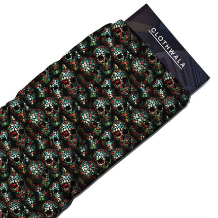 Elite Cryptic Gothic Carnival Soft Crepe Printed Fabric