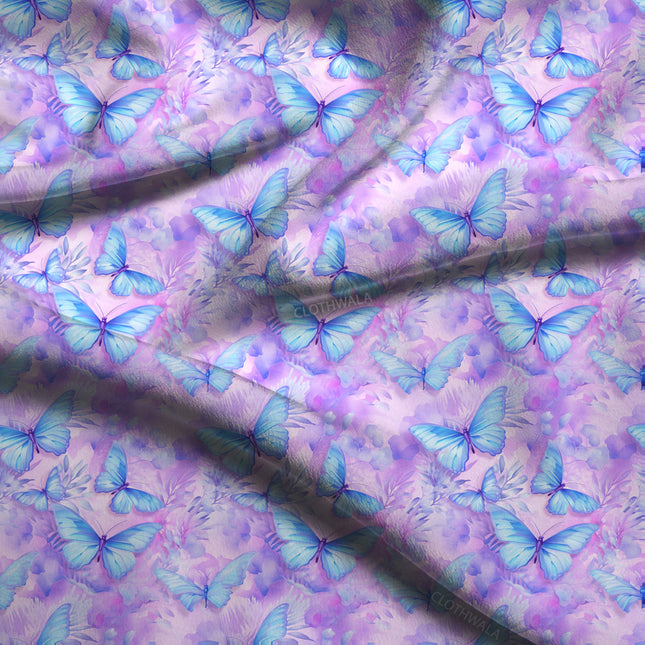 Luxury Lavender Nature Flutter Soft Crepe Printed Fabric