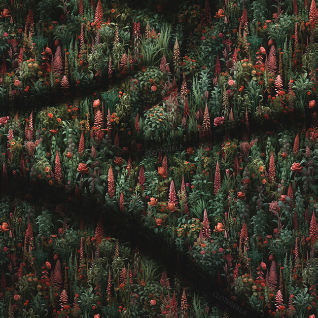 Bestseller Botanical - Enchanted Even Eden's Midnight Garden Soft Crepe Printed Fabric