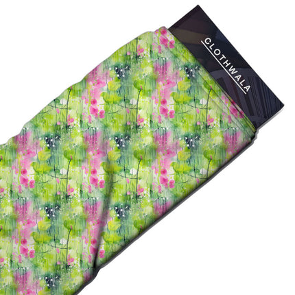 Latest Floral Springtime Watercolor Wash Soft Crepe Printed Fabric