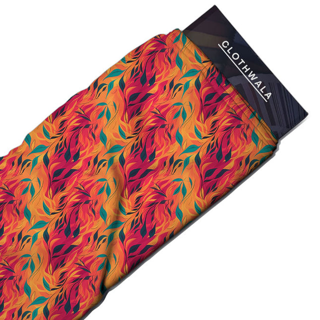 Premium Tropical Abstract Blaze Soft Crepe Printed Fabric