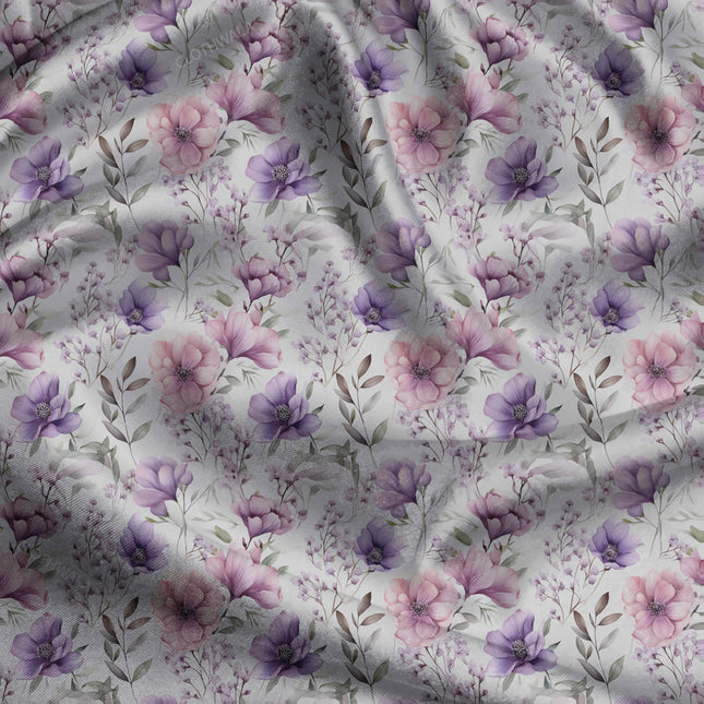 Limited Edition Whimsical Floral Petal uSoft Satin Printed Fabric