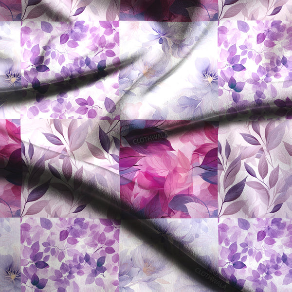 Latest Lavender Floral - Watercolor Whisper Haze Collage Soft Crepe Printed Fabric