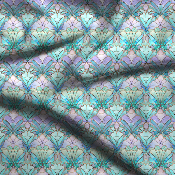 Premium Art Deco Gala Fans Soft Crepe Printed Fabric