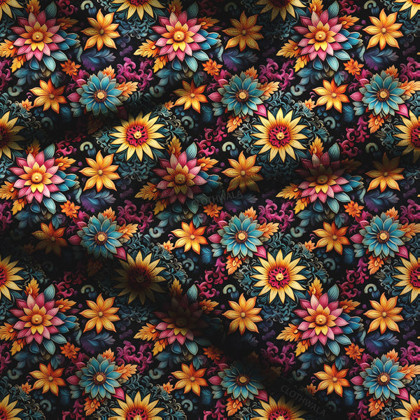 Exclusive Enchanted Floral Night Soft Crepe Printed Fabric