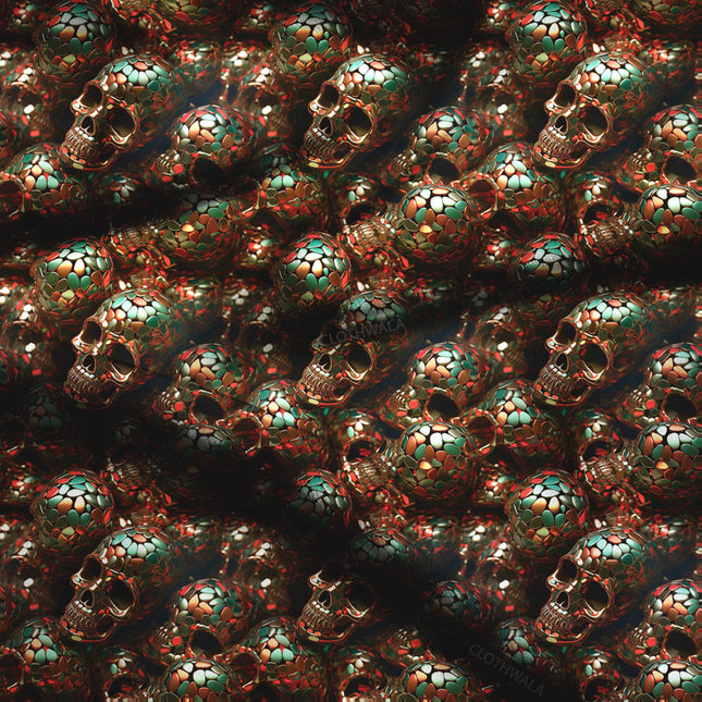 Elite Rebel Gothic Mosaic Gala Soft Crepe Printed Fabric