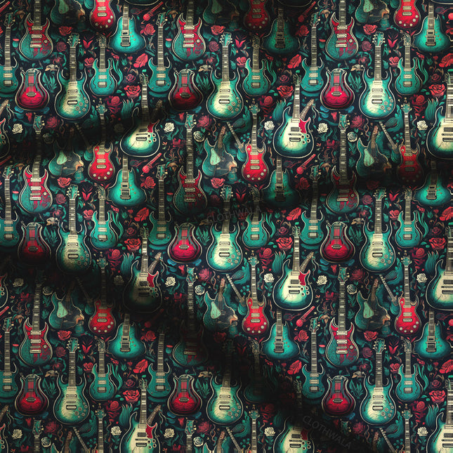 Bestseller Melodic Music-Themed Blooms Soft Crepe Printed Fabric