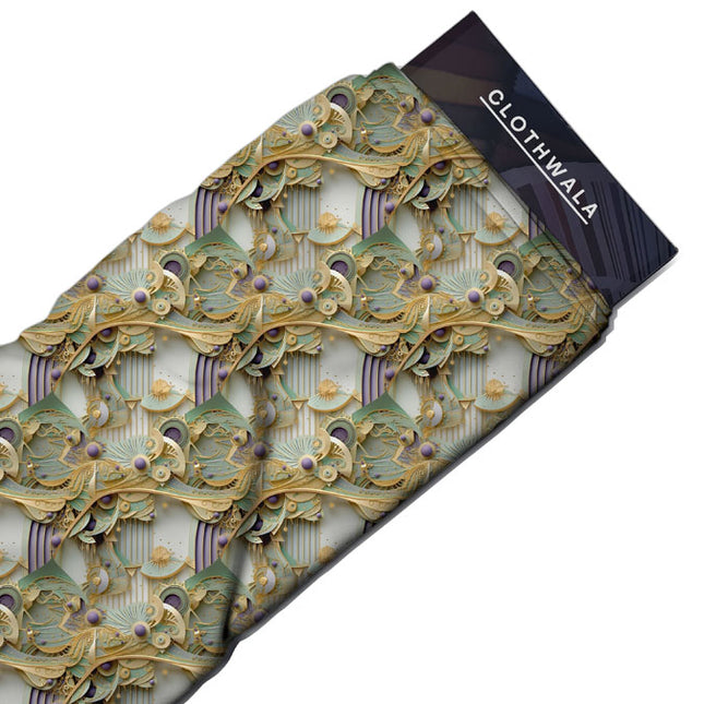 Luxury Pearl Baroque-inspired Fantasy Soft Crepe Printed Fabric