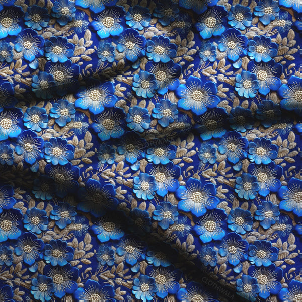Hotpick Midnight Floral Gold Garden Soft Crepe Printed Fabric