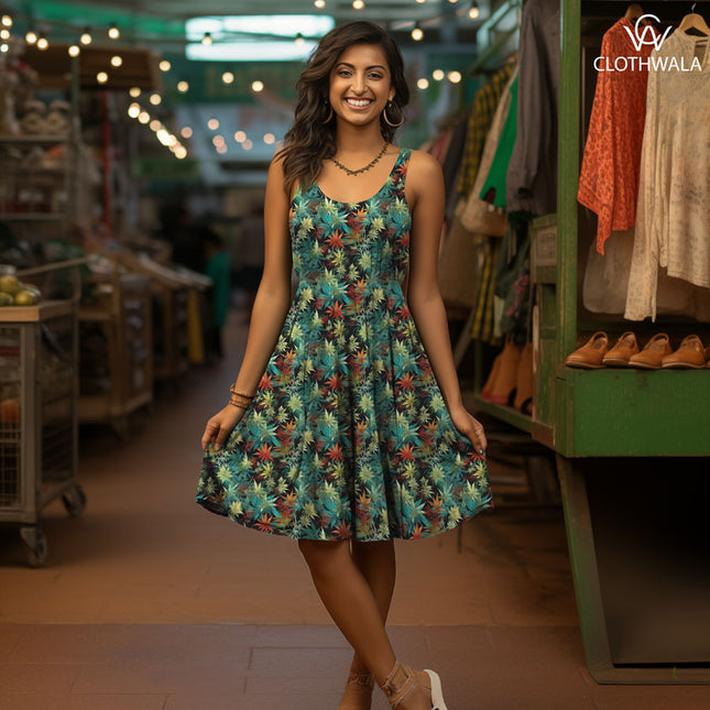 Exclusive Psychedelic Nature-Inspired. Autumn Fantasy Flower Soft Crepe Printed Fabric