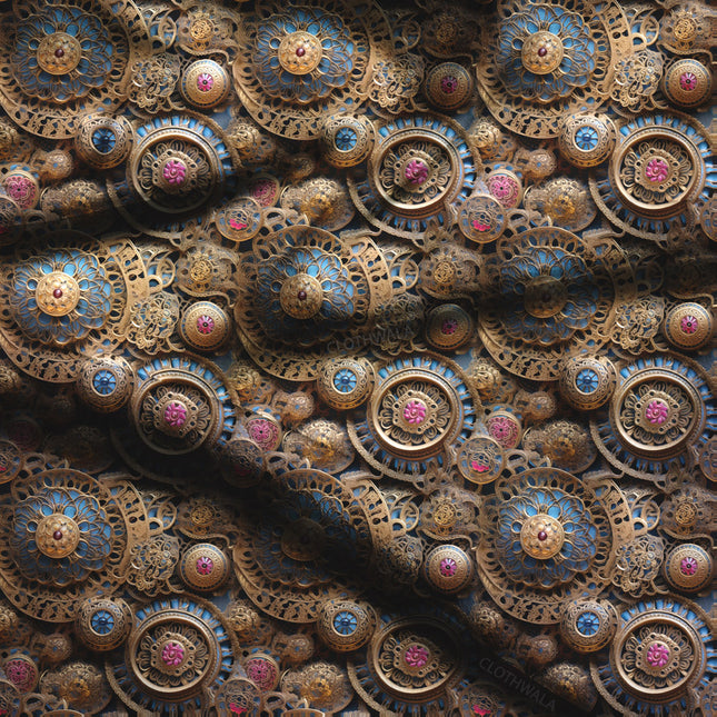 Exclusive Ornate Medallion Ancestry Soft Crepe Printed Fabric