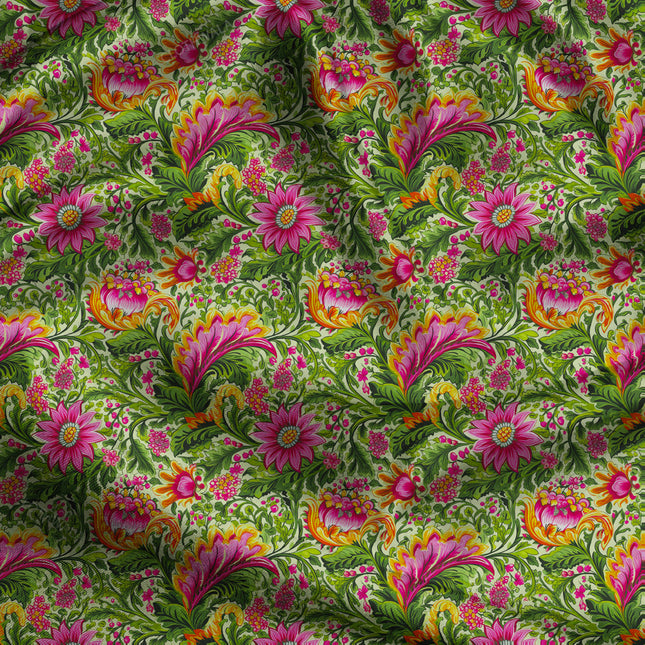 Premium Garden Floral Gala uSoft Satin Printed Fabric