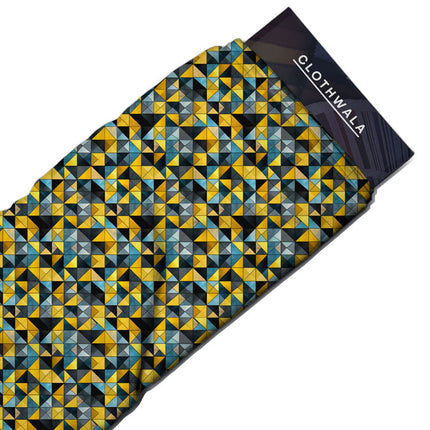 Premium Cubist Abstract - Modernist Mosaic Sunbeam Soft Crepe Printed Fabric