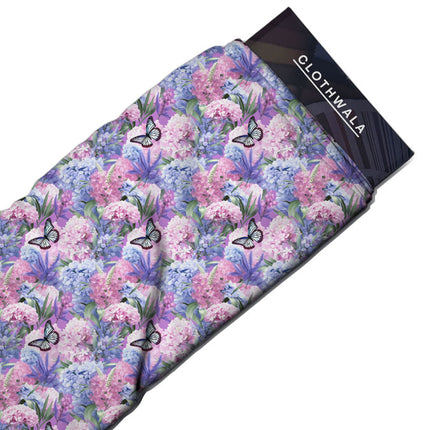Luxury Hydrangea Botanical Bliss Harmony uSoft Satin Printed Fabric