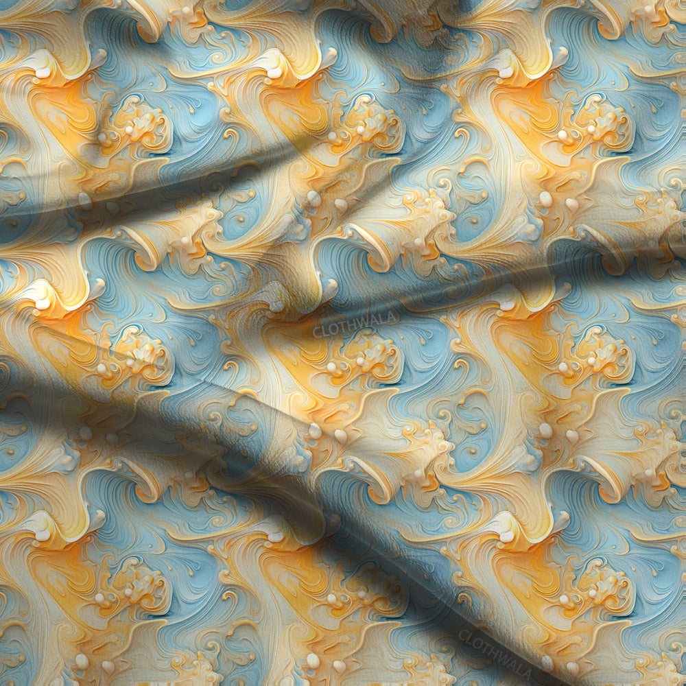 Exclusive Celestial Abstract Swirl Soft Crepe Printed Fabric