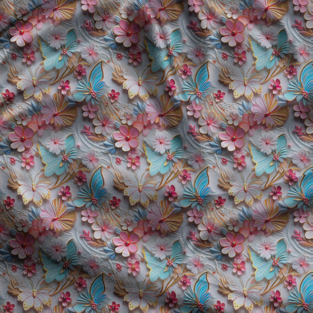 Trendy Tropical Floral Charm uSoft Satin Printed Fabric