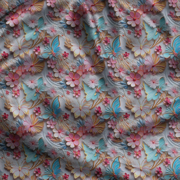 Trendy Tropical Floral Charm uSoft Satin Printed Fabric