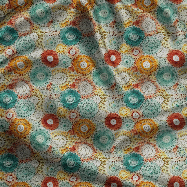 Luxury Aquatic Nature-Inspired Bloom uSoft Satin Printed Fabric